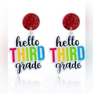 New hello third grade earrings